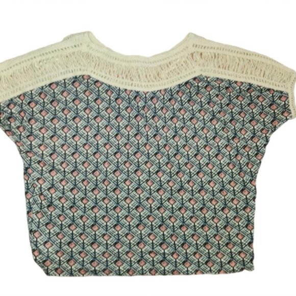Free People Woven Knit Shoulder Diamond Patterned Slub Dolman Sleeve Top Sm - Picture 2 of 14